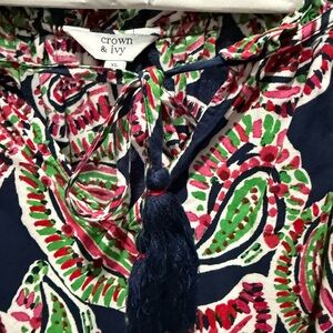 Crown & Ivy Navy Floral Blouse